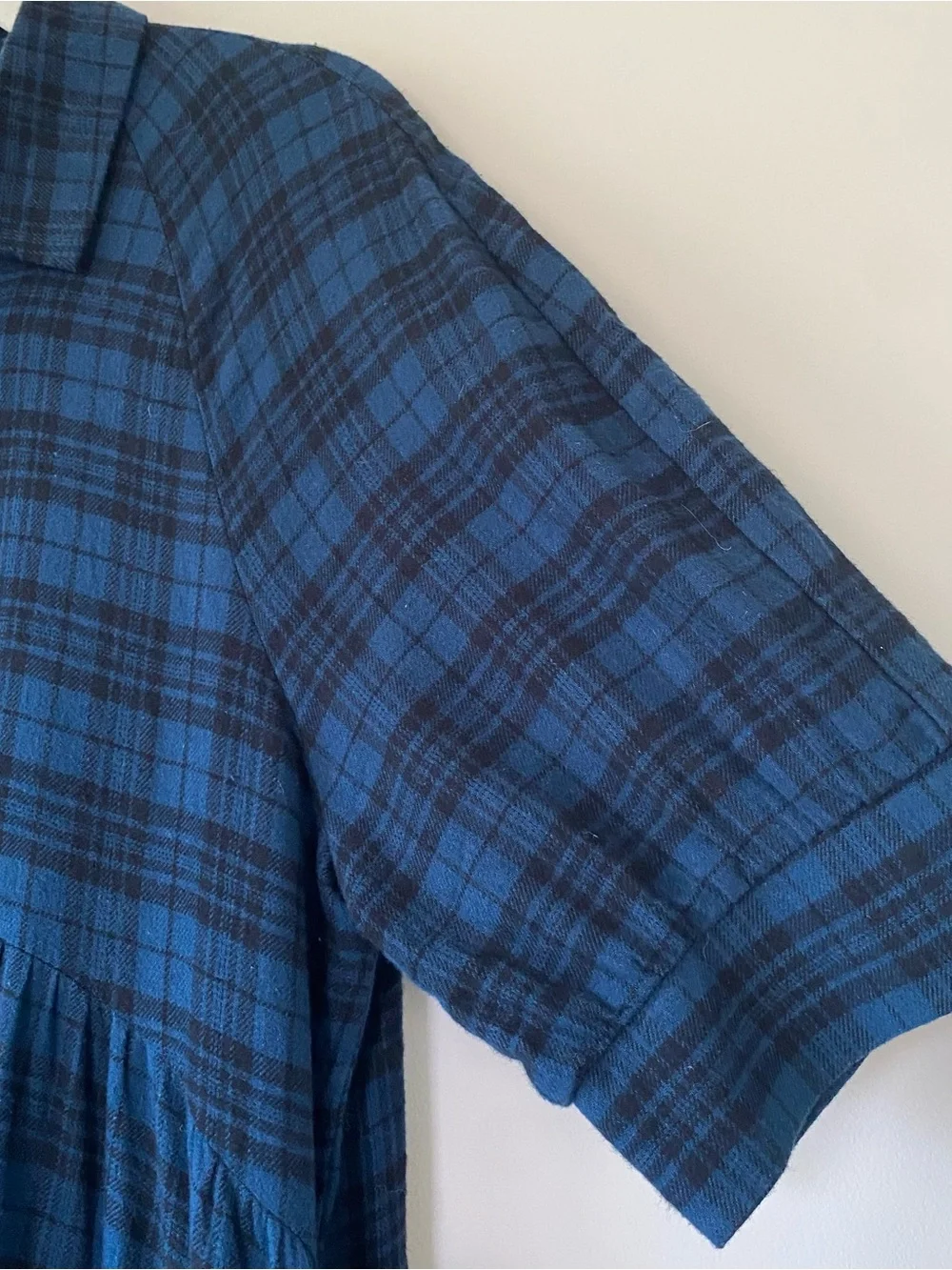 NWT Natural Life Rebecca Tiered Midi Dress - Blue Black Flannel Plaid